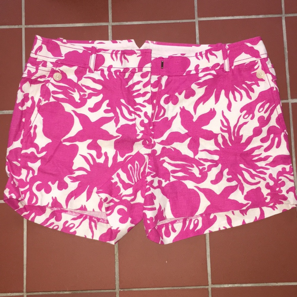 Jcrew Pink and White Linen Shorts